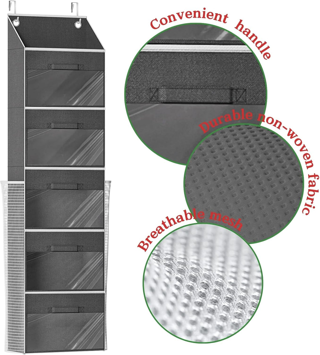 Ofiray-Home Over Door Wrapping Paper Organizer - 5 Removable Drawers & 2 Large Side Pockets for Gift Wrap Storage