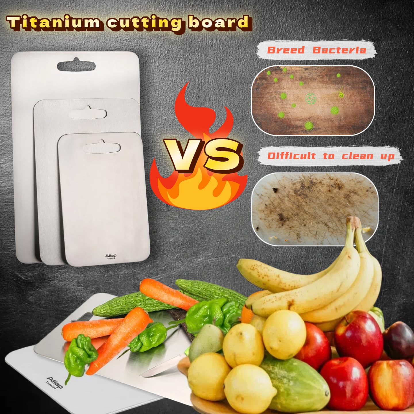 Titanium Cutting Board, Metal Cutting Board for kitchen with SGS-Certified (18 * 11.8inch)