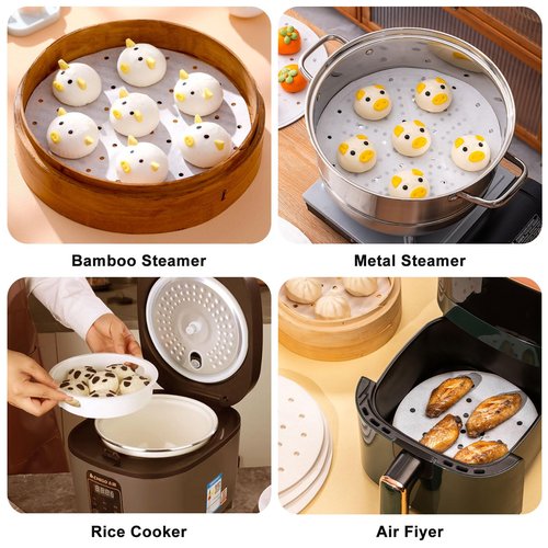Air Fryer Parchment Paper, Set of 120, 12 inch Air Fryer Liner/Bamboo Steamer Liners/Perforated Parchment Paper for Air Fryer, Steaming Basket and More