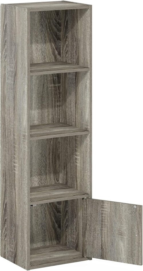 Furinno Luder Bookcase - Stylish Storage Solution with 1 Door Cabinet | French Oak Finish