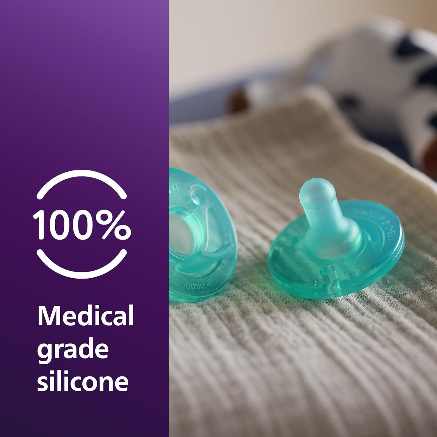 Philips Avent Soothie Baby Pacifiers - 100% Silicone, BPA-Free, Durable Design, Green, 4 Pack for 0-3 Months