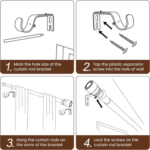 Hradecti Matte Black Curtain Rod - Heavy Duty Adjustable 30-60 Inch for Windows & Sliding Doors