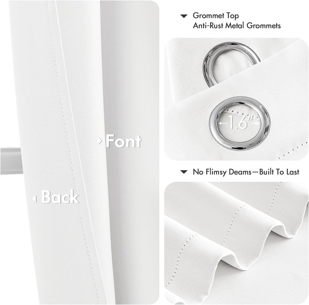 MIULEE Blackout Curtains - Pure White Thermal Insulated Room Darkening Drapes | 84 Inches Long, 2 Panels