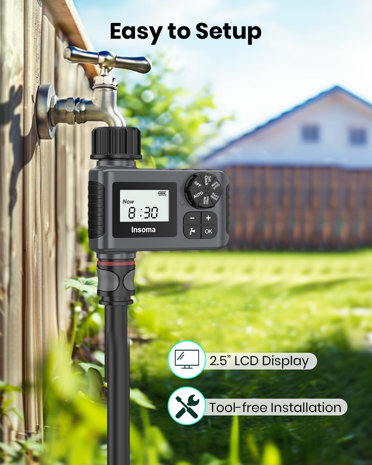Skiennix Water Timer - 2 PCS Automatic Garden Hose Sprinkler with Rain Delay & Manual Settings