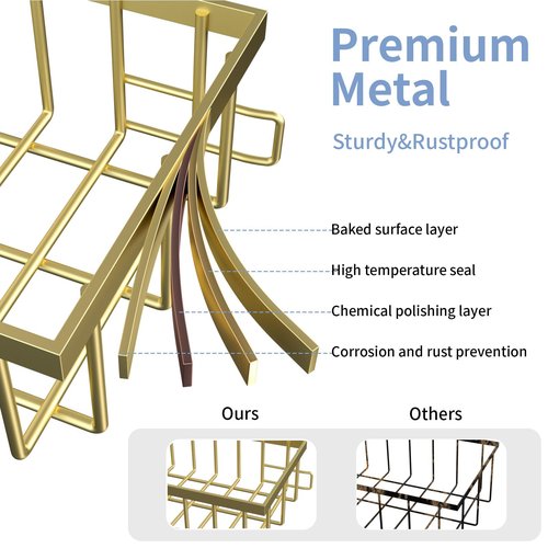 Saydear Under Sink Organizer Storage 2-Tier Premium Metal Pull-Out Kitchen Cabinet Organizer with Sliding Drawer, Height Adjustable, Heavy Duty for Kitchen & Bathroom Organizers 2 Pack Gold