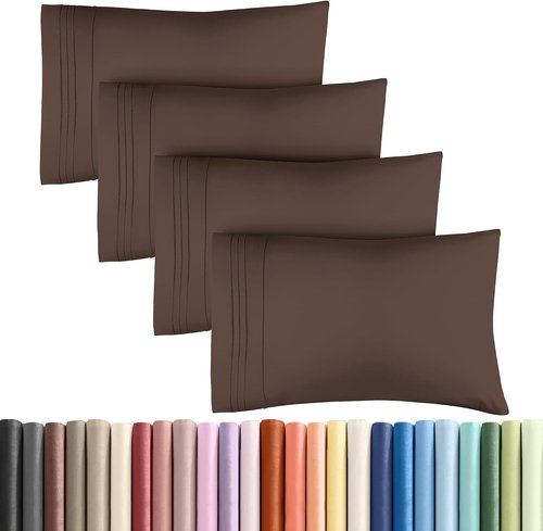 King Pillow Cases by [Brand Name] - Ultra Soft Hotel Quality Covers | Wrinkle-Free & Stain Resistant - 4 Piece Set in Brown