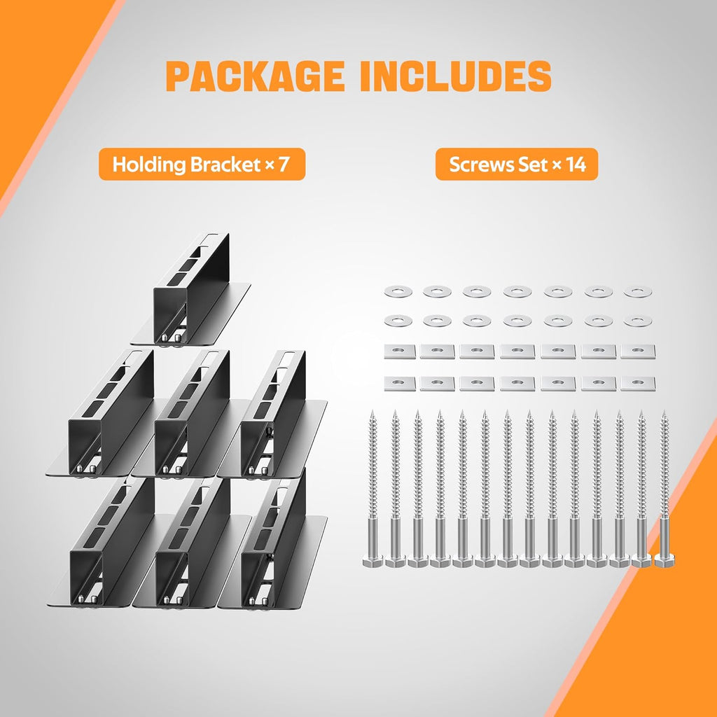 Ultrawall Overhead Garage Storage Racks - Heavy-Duty Ceiling Organizer for Bins | Adjustable Width (7 Pack, 6 Bins)