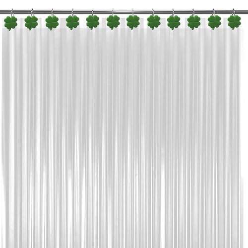 12 PCS Shamrock Shower Curtain Hooks Shower Decor, Rustproof Bathroom Decorative Shower Hooks, Green Shower Curtain Hooks Botanical Shower Curtain Rings for Bedroom Living Room Bathroom