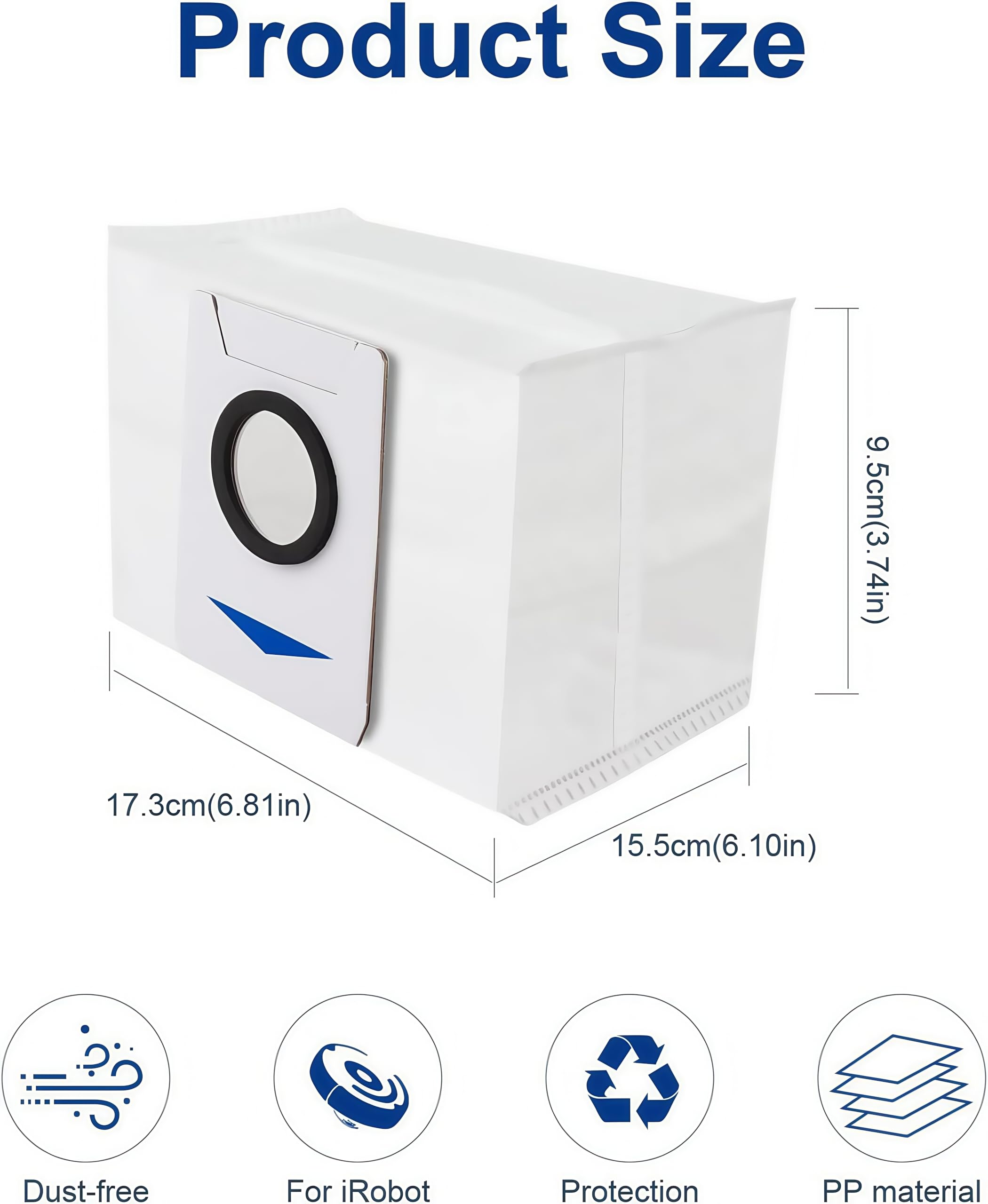 Vacuum Bags for ECOVACS DEEBOT Robot Vacuum Cleaner - Fit X1 OMNI/Turbo T10/T20 Omni/T20/T20 Max/T20 Pro/X&T Series - Disposable Replacement Dust Bag Vacuum Cleaning Accessories Part（12Pack)