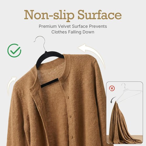 HOUSE DAY Black Velvet Hangers - 360 Pack Premium Non-Slip Felt Clothes Hangers for Space Saving & Durability
