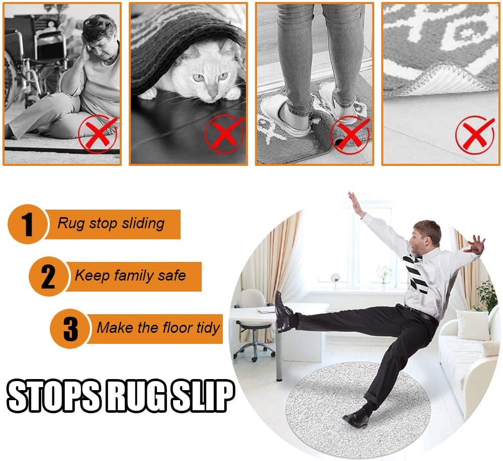 Rug Grippers by Super Stickiness | Non-Slip Carpet Tape for Flat Corners - 8pcs Black