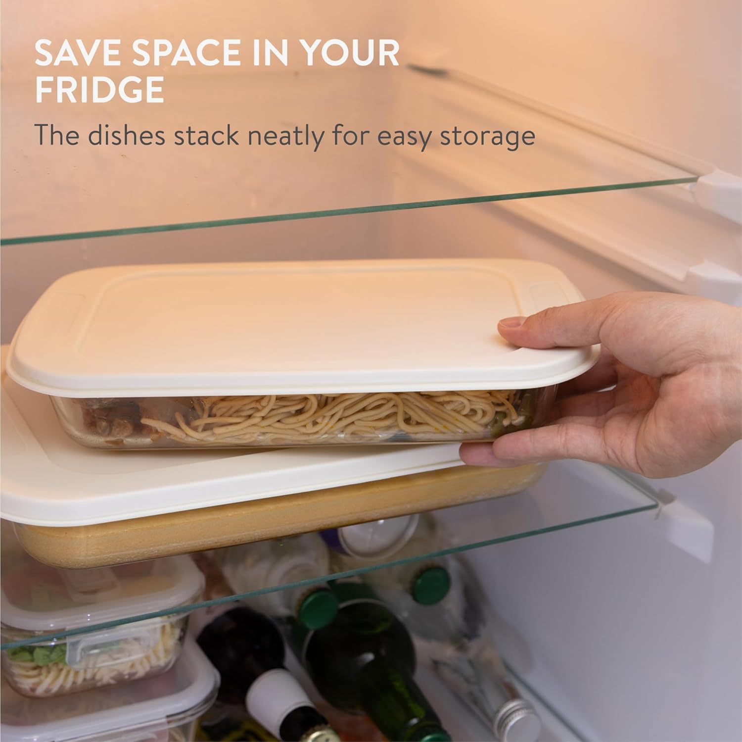 Navaris 4-Piece Glass Baking Dish Set - Rectangular Casserole Dishes with Lids | 1.7qt & 2.3qt Sizes