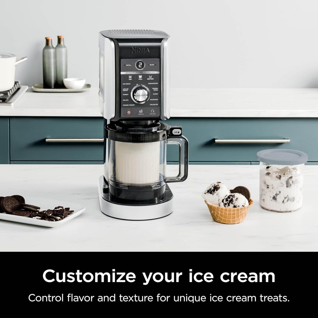 Ninja CREAMi Deluxe Ice Cream Maker - 11-in-1 Frozen Treat Machine with 4 Family-Sized Tubs, Silver