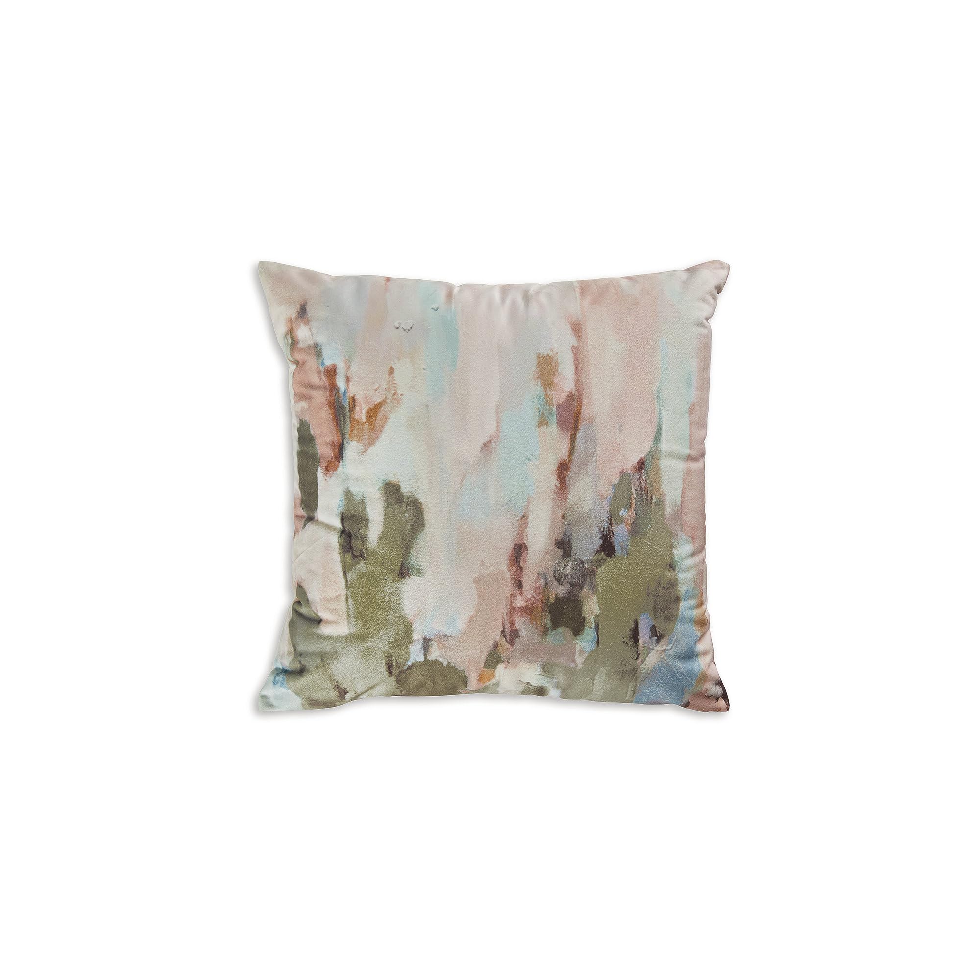 Signature Design by Ashley Lauretwood Contemporary Machine Washable Astract Watercolor Design Accent Pillow with Zipper Closure, Pink & Green