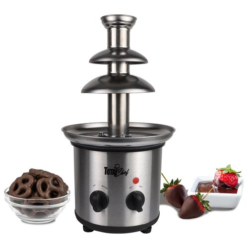 Total Chef 3 Tier Chocolate Fountain Machine – Mini Fondue Fountain for Chocolate, Cheese & Dessert – Fuente de Chocolate para Fiesta, Chocolate Fondue Set for Party and Events, Queso Fountain