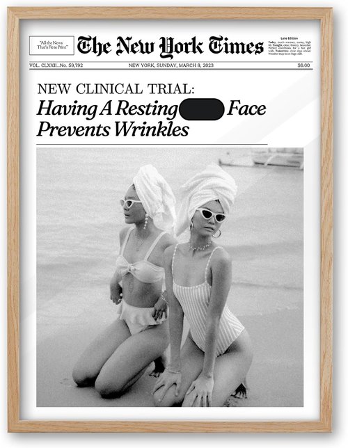 iHery Trendy Wall Art - Prevent Wrinkles with Framed Newspaper Design | Natural Oak Wood, Large 16x20in