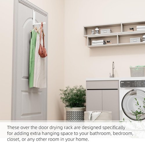 BAKON Over The Door Hanger - Folding Clothes Drying Rack & Coat Rack | Compact 2-Pack for Small Spaces