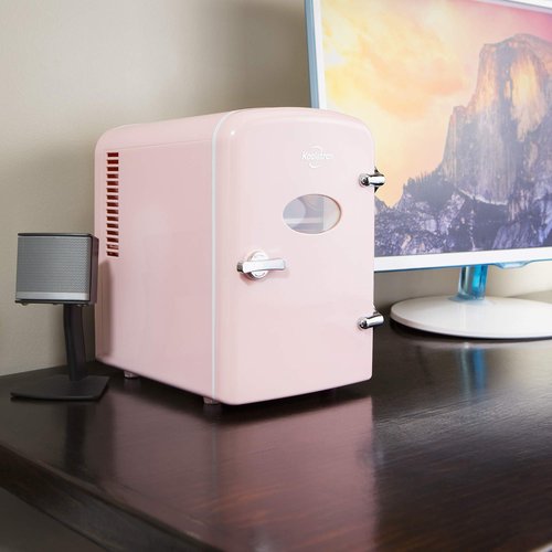 Koolatron Mini Fridge - 6 Can Refrigerator for Bedroom Office, Portable Table Top Beverage Cooler, 12V 110V Refrigerador For Drinks, Soda, Wine, Use In Car, Dorm, Outdoor, Patio