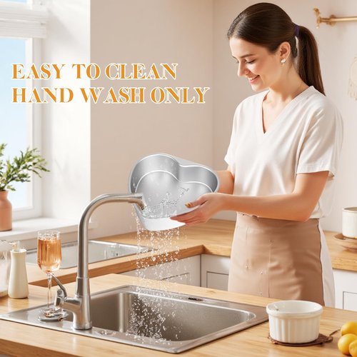 HEYYUMI 8 Inch Heart Shaped Cake Pans with 50 Pieces Parchment Paper,Set of 2 Non-stick Aluminum Heart Cake Pans Baking Tins for Birthday Wedding