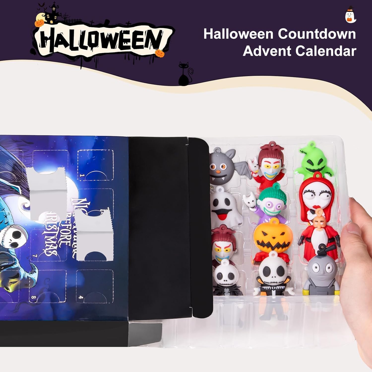 Nightmare Before Christmas Halloween Advent Calendar 2025 - 24 Scary Collectible Dolls | Black