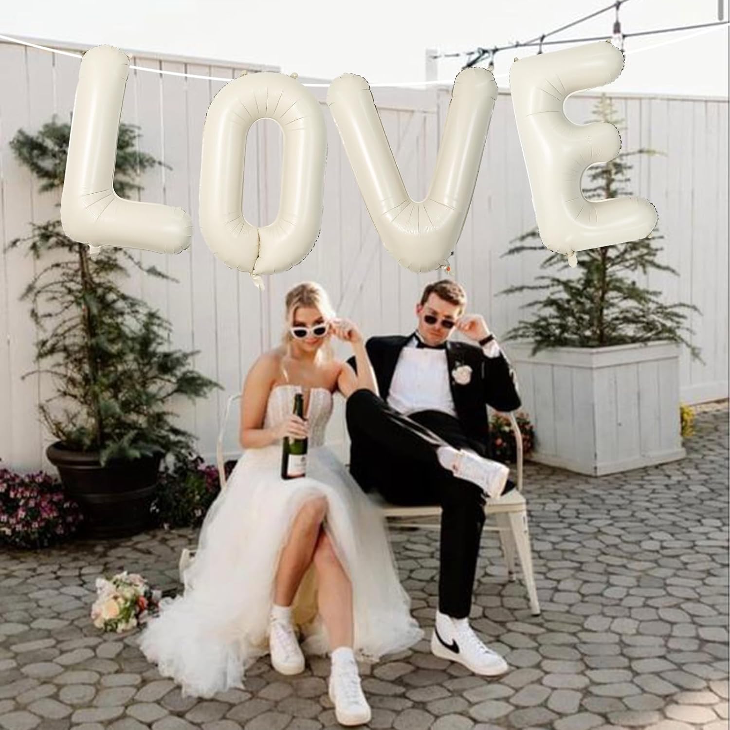 Skiennix 40 Inch Cream White Sand Love Balloons - Elegant Ivory Alphabet Decor for Weddings & Anniversaries