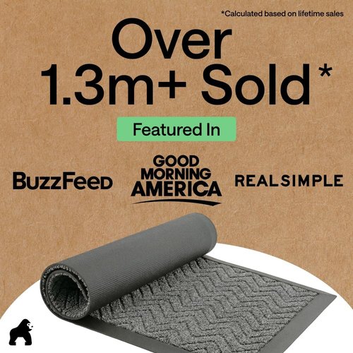 GORILLA GRIP Waterproof All-Season WeatherMAX Doormat - Durable Natural Rubber, 72x24, Easy Clean, Indoor/Outdoor