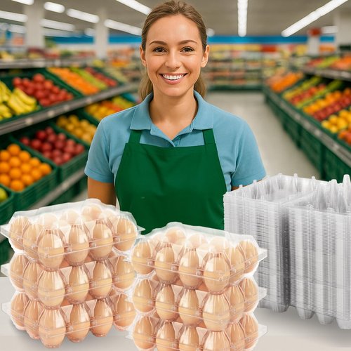 SINLUCESCE 50 Packs Egg Cartons Cheap Bulk，Plastic for 12 Eggs， Clear Egg Cartons 3 * 4 Grids，Perfect for Refrigerator Chicken Farm Markets Commercial Business Market Display