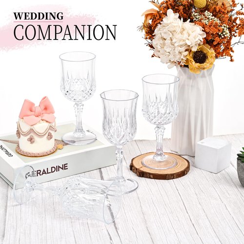 Pesonlook 48Pack Transparent Plastic Wine Glasses,Vintage Plastic Goblets for Parties, Transparent Drinking Glasses Crystal Water Goblets Reusable for Wedding Reception, Grand Event Party Supplies