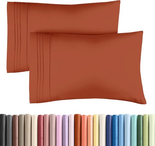 King Standard Pillow Cases - Soft Hotel Quality Pillowcase Covers | Comfy & Fade-Free - Terracotta - 2 Piece Set