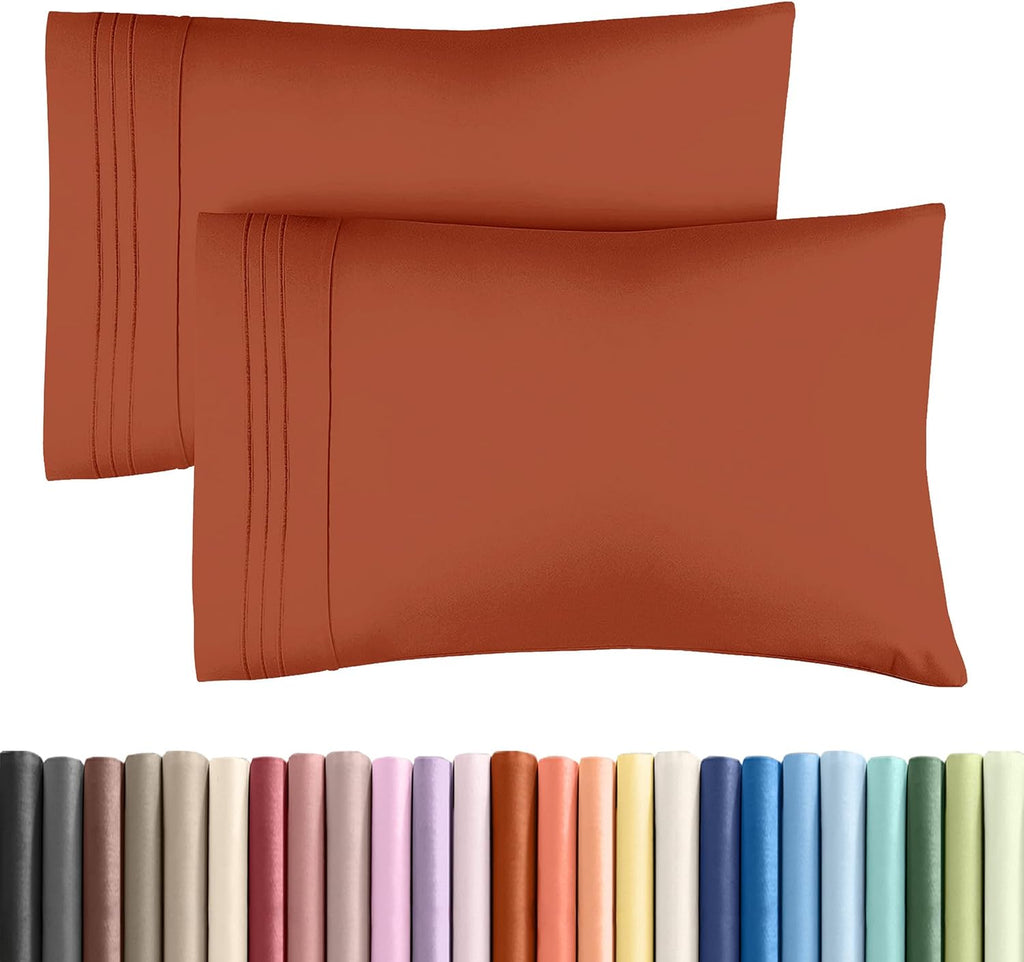Skiennix Standard Pillow Cases Set of 2 - Soft Hotel Quality, Wrinkle-Free & Stain Resistant - Terracotta