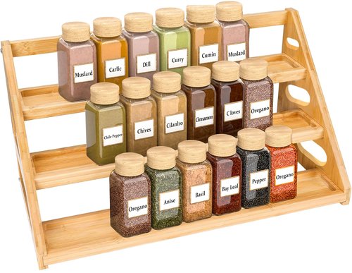 Banlilus Spice Rack - Bamboo Spice Rack Organization for Cabinet/Countertop