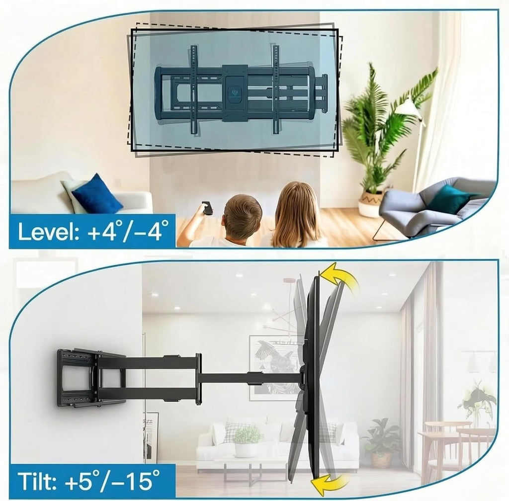 Perlesmith Long Arm TV Wall Mount - Full Motion Articulating Arm for 42-90 Inch TVs | Max VESA 800x400mm, 150 lbs Capacity