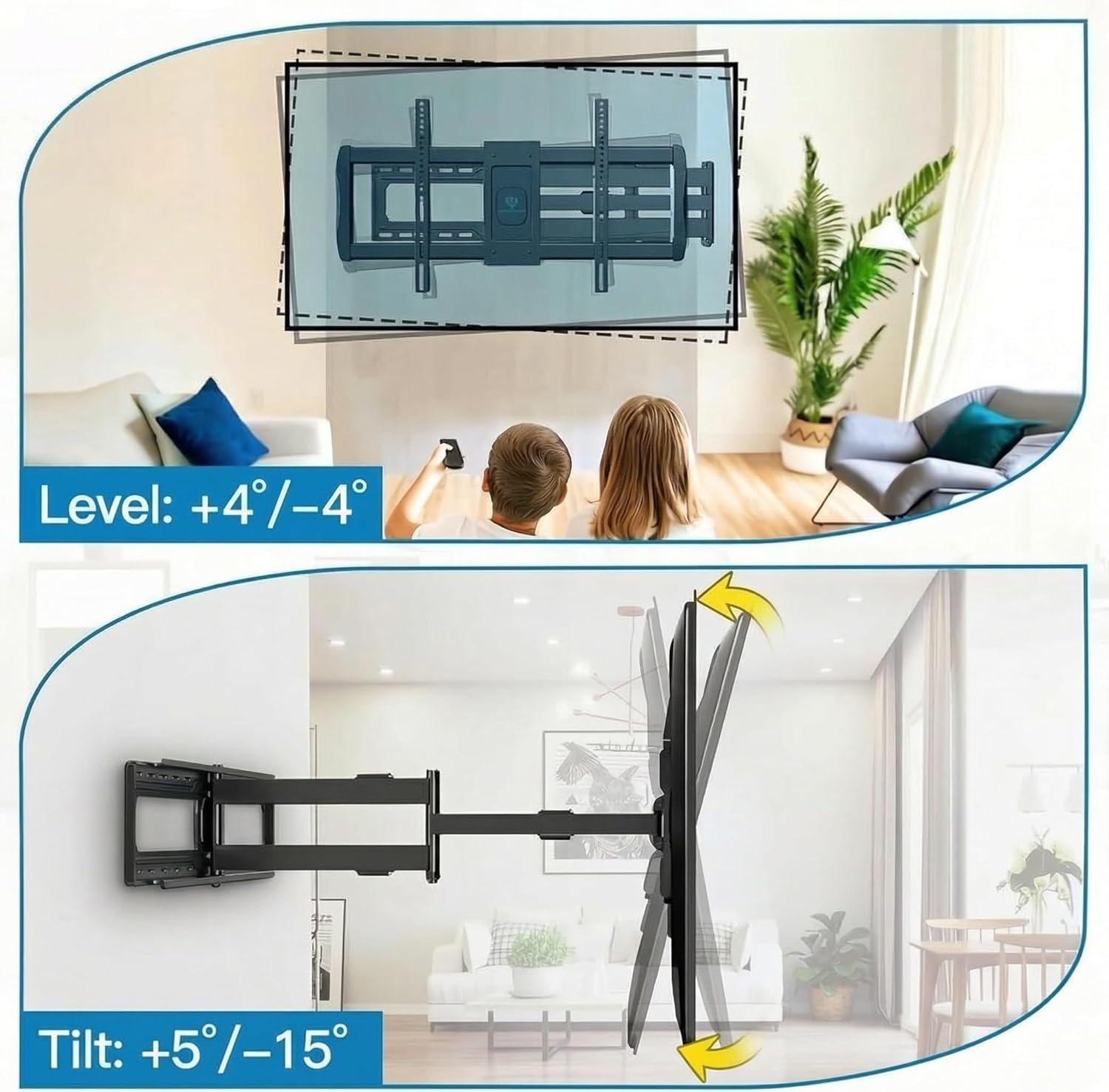 Perlesmith Long Arm TV Wall Mount - Full Motion Articulating Arm for 42-90 Inch TVs | Max VESA 800x400mm, 150 lbs Capacity
