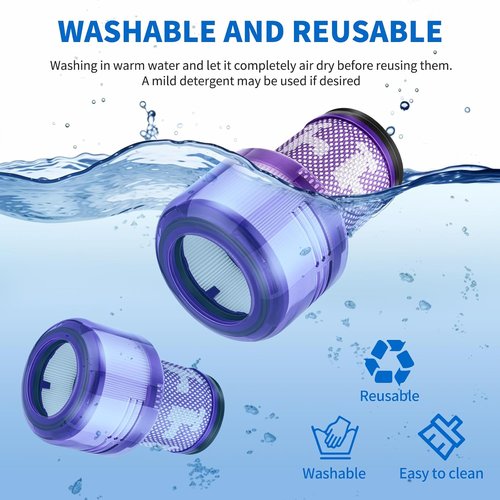 Dyson V12 Filter Replacements - High-Performance 3-Pack for Detect Slim & Absolute Vacuums
