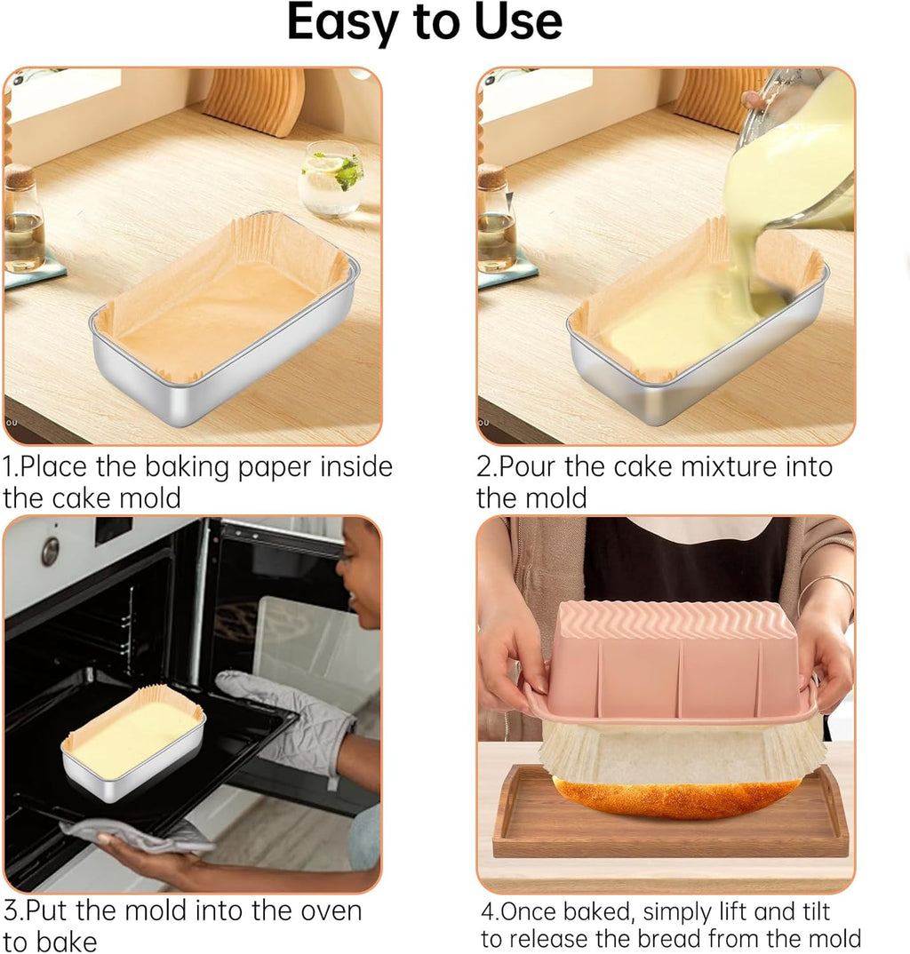 Regine Switzerland 100 Pcs Loaf Pan Liners - Non-Stick Pre-Formed Parchment Paper for 9x5 Inch Bread Pan