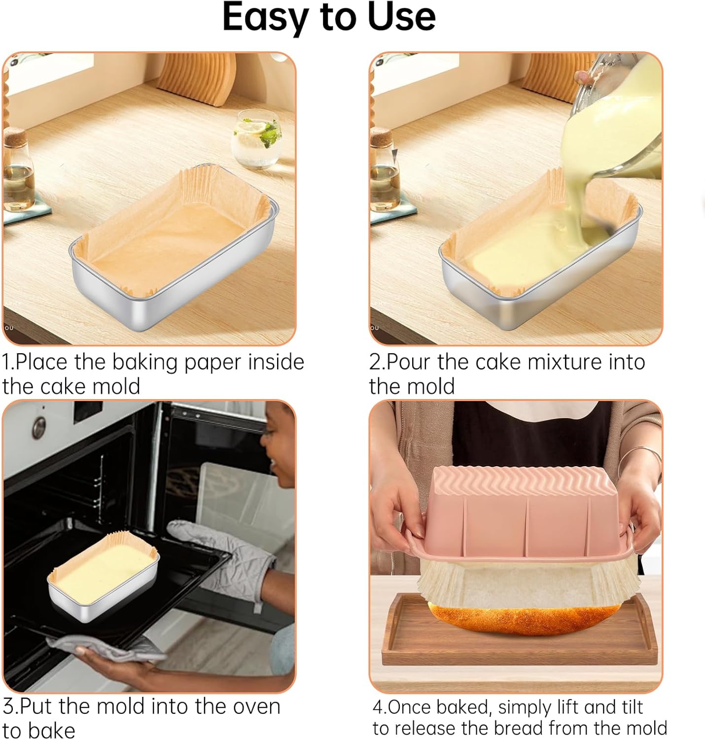 Regine Switzerland 100 Pcs Loaf Pan Liners - Non-Stick Pre-Formed Parchment Paper for 9x5 Inch Bread Pan