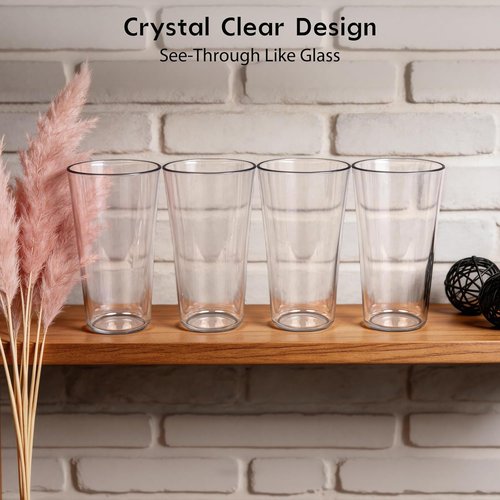 Freshmage Unbreakable Drinking Glasses - 20oz BPA-Free, Shatter-Proof, Stackable Tumblers | Set of 8 for Home & Outdoor Use