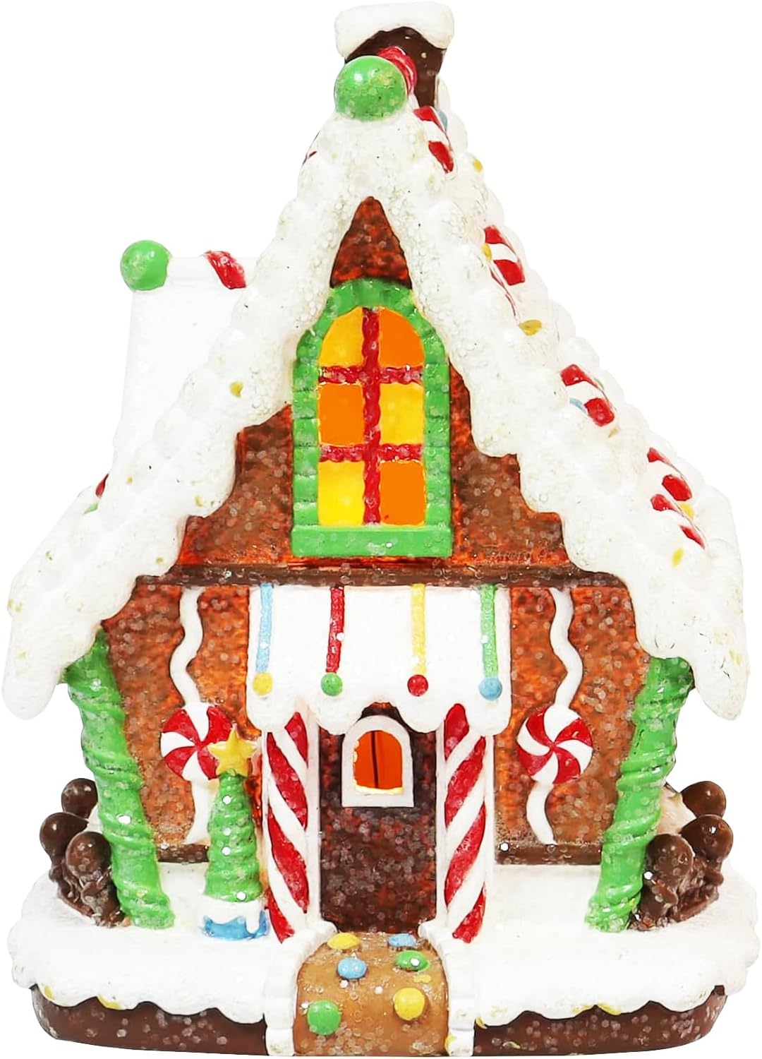Moments In Time Lighted Gingerbread House Ornament - Handcrafted LED Christmas Centerpiece 6.22”