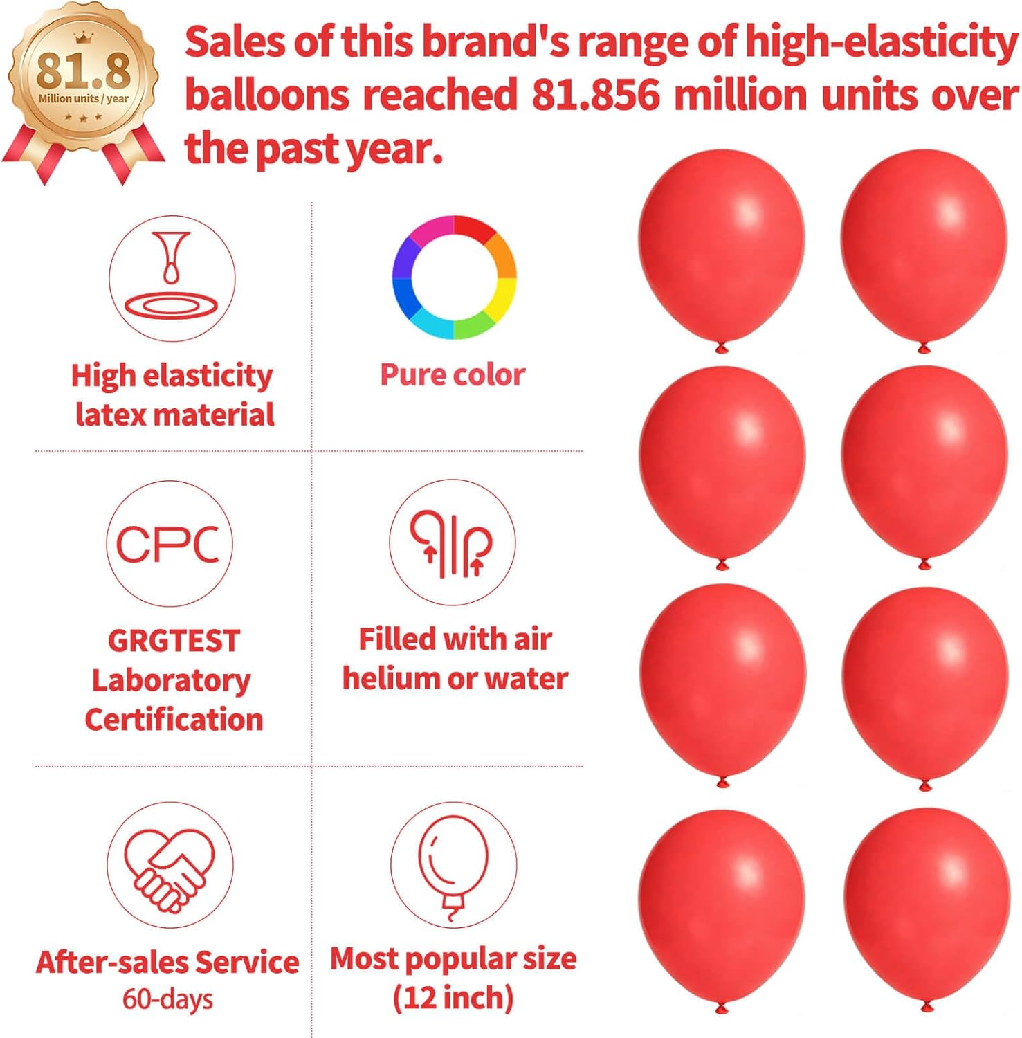Coral Red Latex Balloons by [Brand Name] - 110pcs 12 Inch for Birthday Party, Baby Shower & Wedding