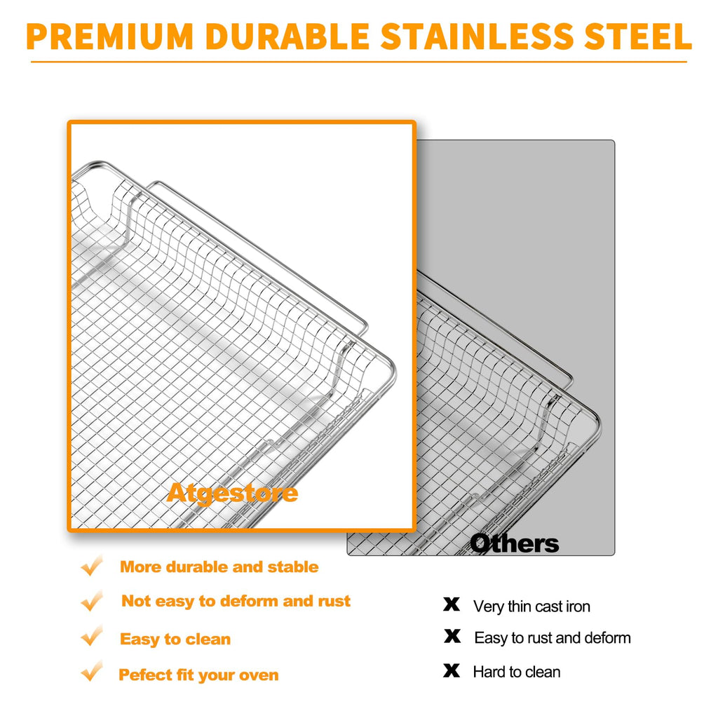 Atgestore W11548747 Air Fryer Basket Replacement Parts for Whirlpool Kitchenaid Oven Basket18.5’’x12.8’’ Mesh Basket 304 Stainless Steel Maytag Jennair Range Stove Air Fryer Tray Toaster Oven Rack
