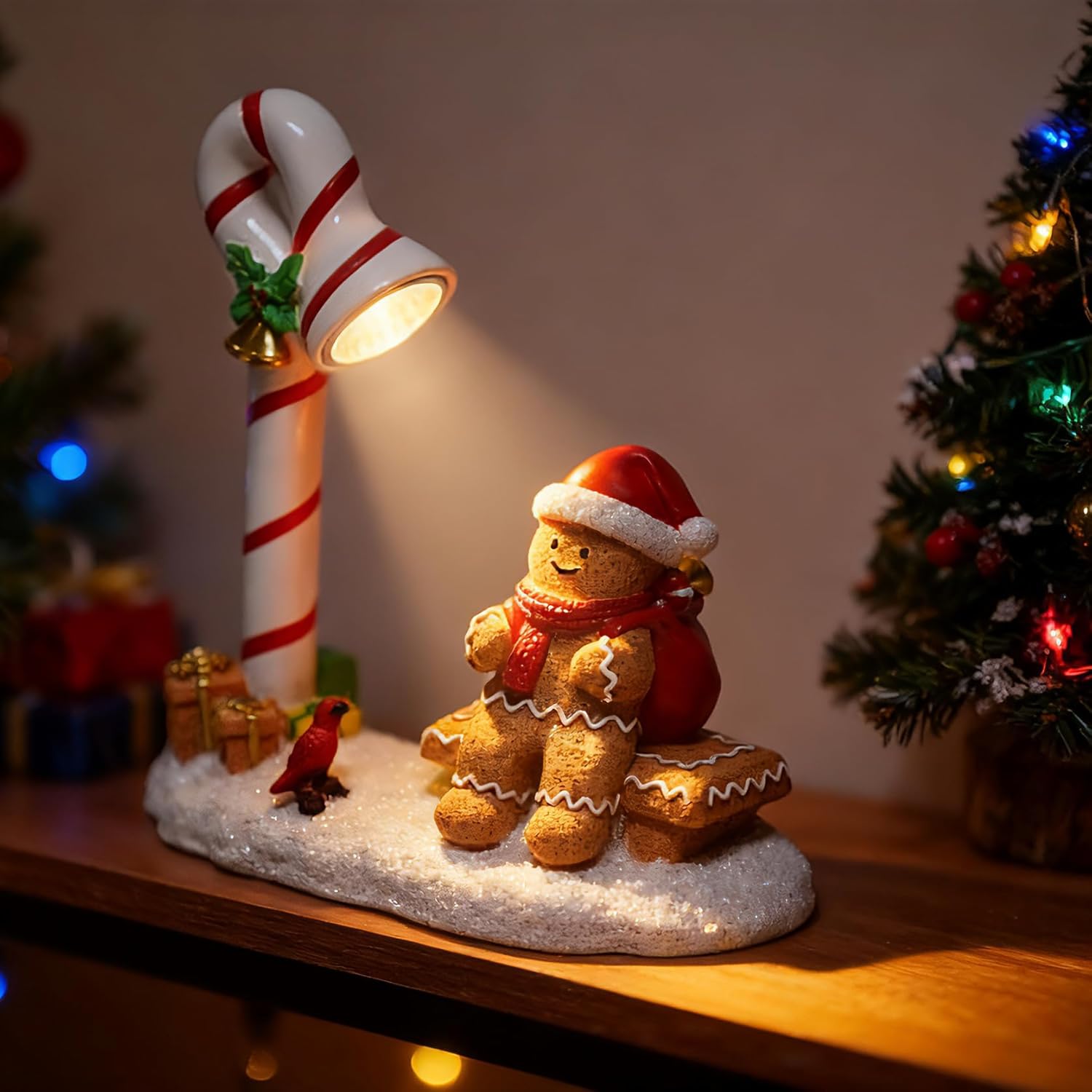 Skiennix Christmas Gingerbread Man Figurines - Cute Indoor Home Decor for Table Top Centerpiece