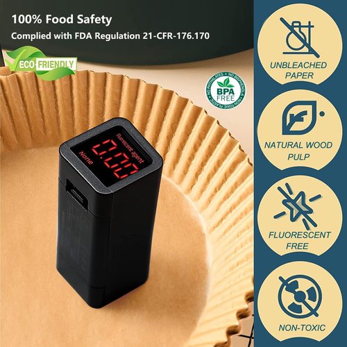 HONYAO Air Fryer Paper Liners - Disposable Baking Inserts for Ninja Foodi DZ201/401 | 8.1x5.5 Inch, BPA Free