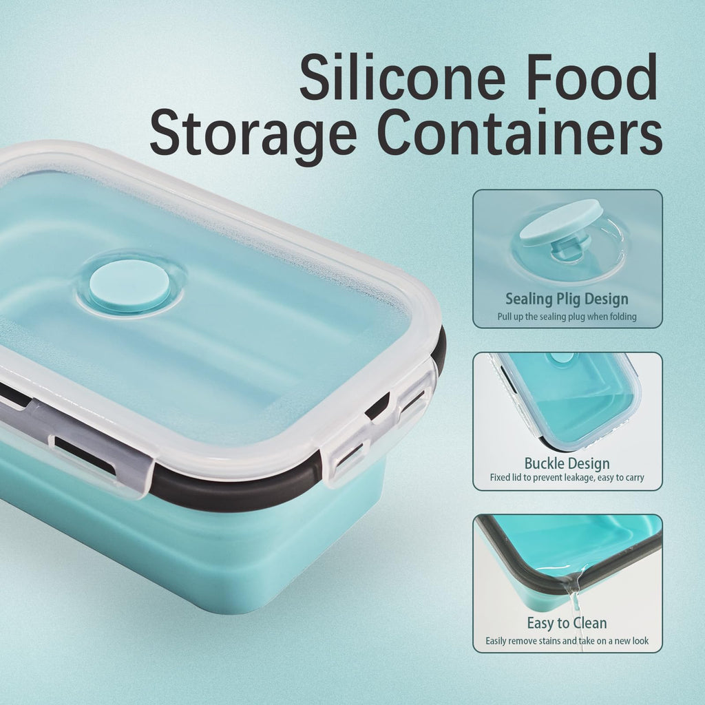Ainmvnos 8 Collapsible Food Storage Containers, Silicone Collapsible Food Storage Containers, Collapsible Food Storage Silicone, Rv Collapsible Bowls, Collapsible Storage Containers for Food Camping