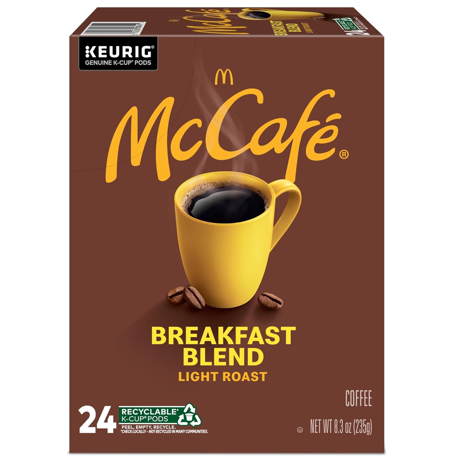McCafe Breakfast Blend Coffee - Light Roast Keurig K-Cup Pods | 96 Count (4 Packs of 24)