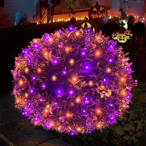 HISHINY Halloween Lights - 100 LED Waterproof 5ft x 5ft Net Lights for Outdoor Decorations | Purple & Orange
