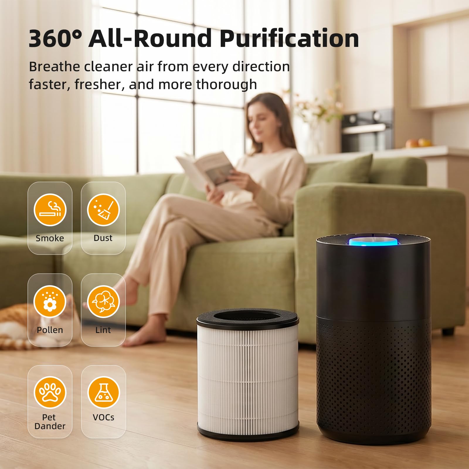 FMDZFL ZQA-4000C Replacement Filter Compatible with VNIUP/ADTARK/Hopmirth ZQA-4000C and Fancybark ZQA-4000A Air Purifier, 3-in-1 HEPA 14 Filtration System, 2-Pack