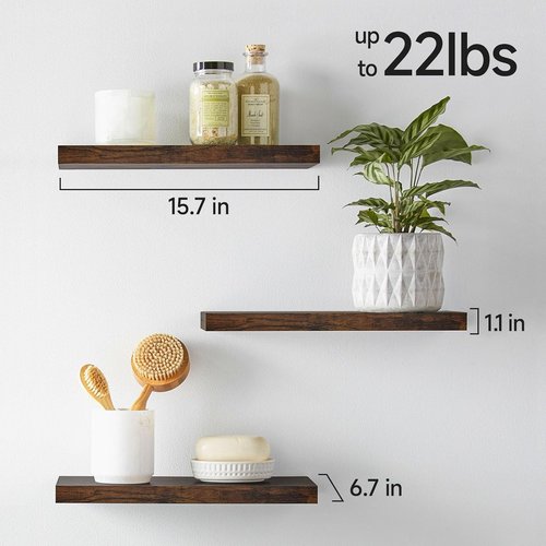 BAYKA Floating Bathroom Shelves - Rustic Wood Over Toilet | Set of 3 for Home Decor & Organization
