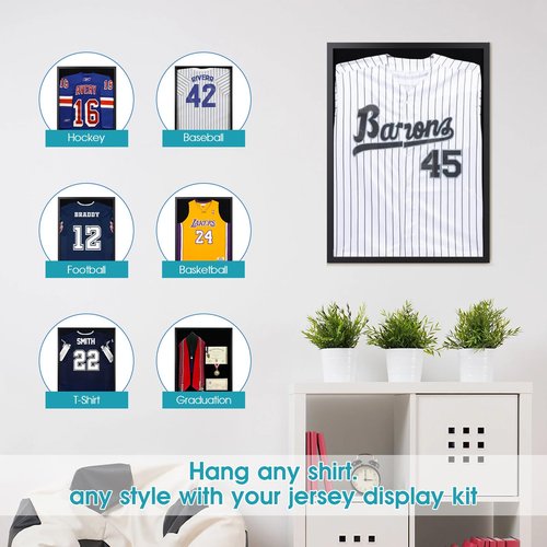 16x20 Small Shadow Box Frame, Jersey Frame Display Case with Grade A Natural Pine Wood Acrylic Front Jersey Frame for Soccer Basketball Baseball Shirts, Black