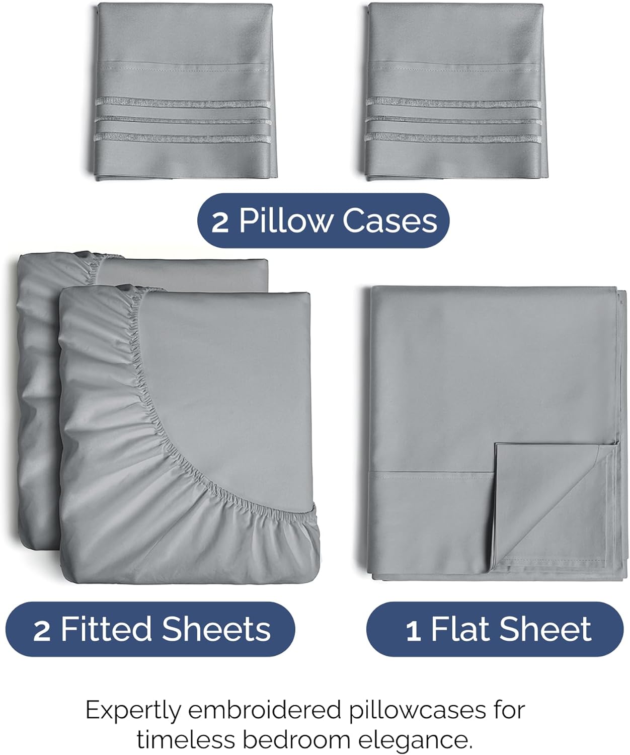 Split King Size Sheet Set by Hotel Luxury | 5-Piece Comfy, Breathable & Cooling Bedding - Deep Pockets, Wrinkle-Free - Oeko-Tex Certified, Steel Blue