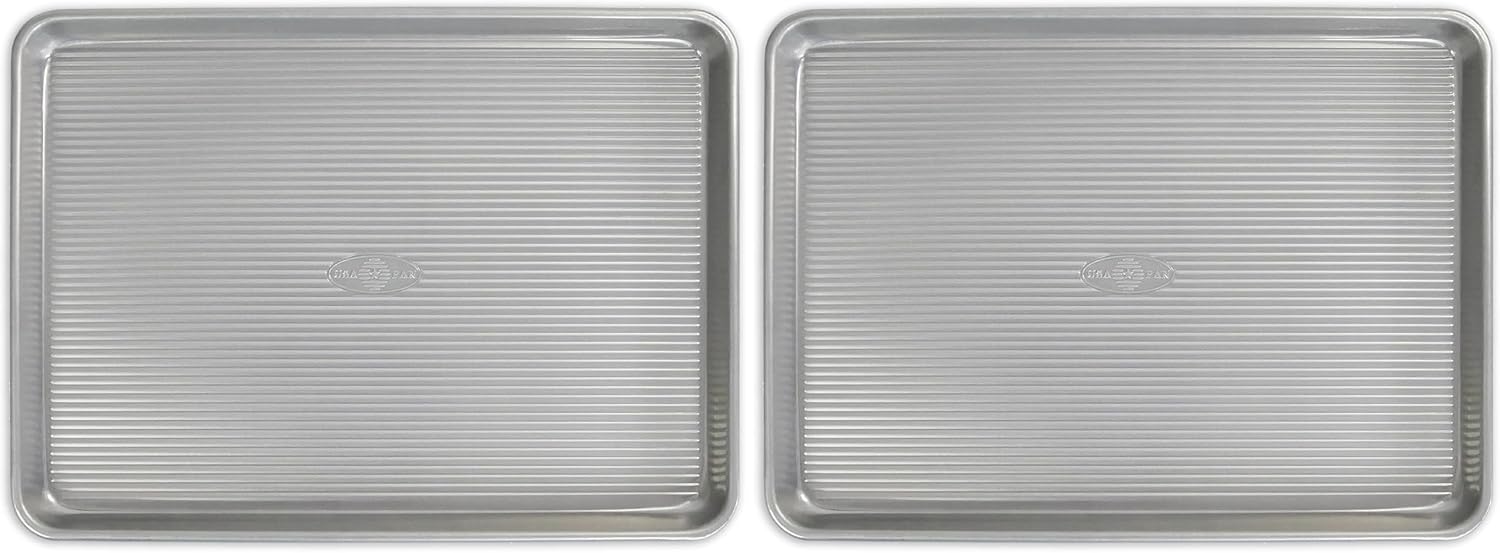 USA Pan Bakeware Nonstick Half Sheet Pan - Durable Aluminized Steel | Set of 2 Baking Sheets